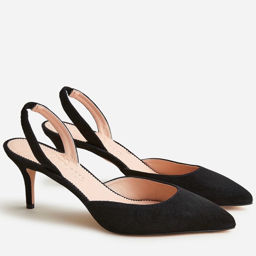 J. Crew Colette Black Suede Slingback Heel Pump, Women’s 5